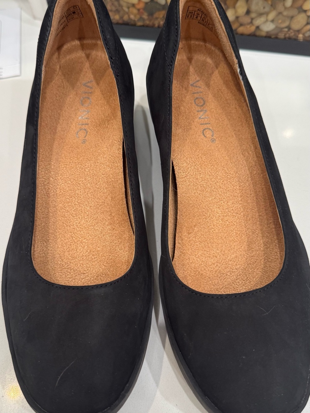 Vionic Black Slip-On Comfort Flats